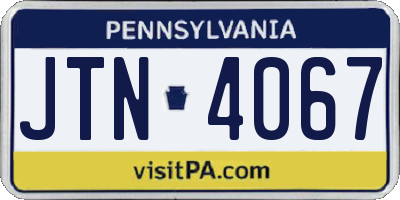 PA license plate JTN4067