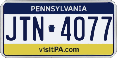 PA license plate JTN4077