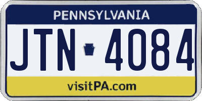 PA license plate JTN4084