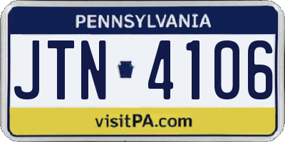 PA license plate JTN4106