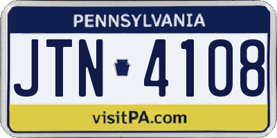 PA license plate JTN4108