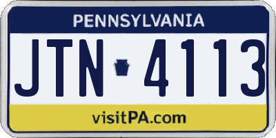 PA license plate JTN4113