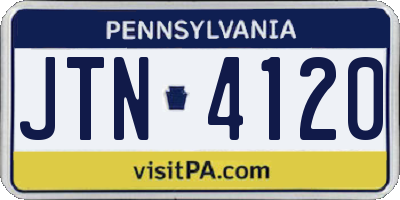 PA license plate JTN4120