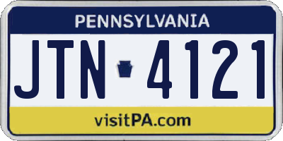PA license plate JTN4121