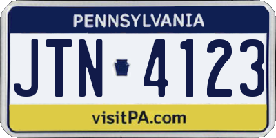 PA license plate JTN4123