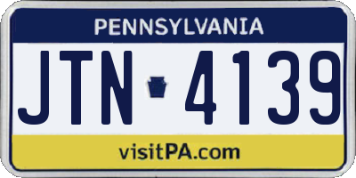 PA license plate JTN4139