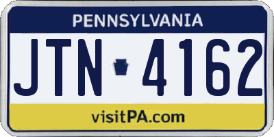 PA license plate JTN4162
