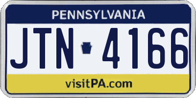 PA license plate JTN4166