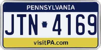 PA license plate JTN4169