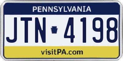 PA license plate JTN4198