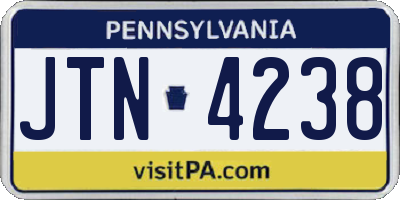 PA license plate JTN4238