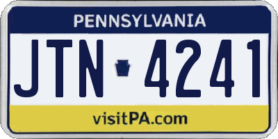 PA license plate JTN4241