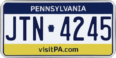 PA license plate JTN4245