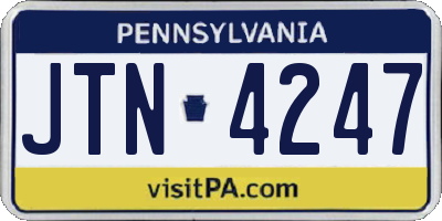 PA license plate JTN4247