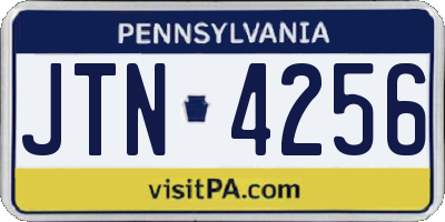PA license plate JTN4256