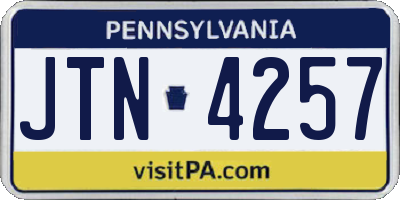 PA license plate JTN4257