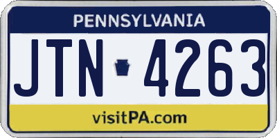 PA license plate JTN4263