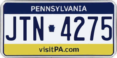 PA license plate JTN4275