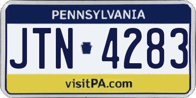PA license plate JTN4283