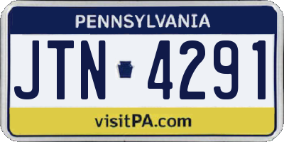 PA license plate JTN4291