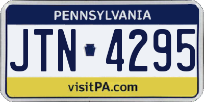 PA license plate JTN4295