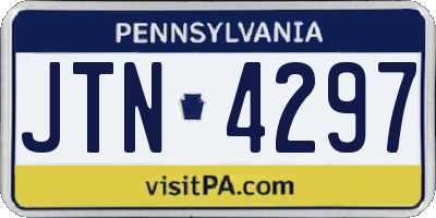 PA license plate JTN4297