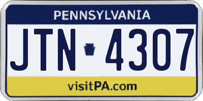PA license plate JTN4307