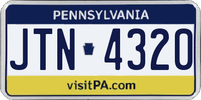 PA license plate JTN4320