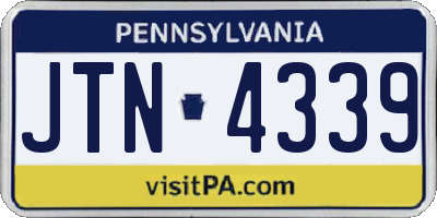 PA license plate JTN4339