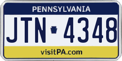 PA license plate JTN4348
