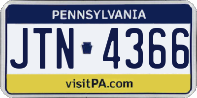 PA license plate JTN4366