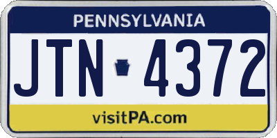 PA license plate JTN4372