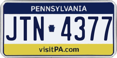 PA license plate JTN4377