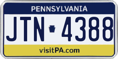 PA license plate JTN4388