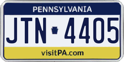 PA license plate JTN4405