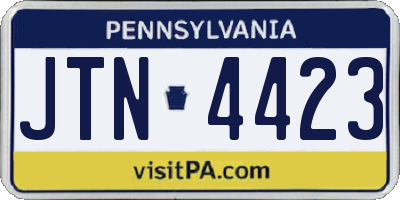 PA license plate JTN4423