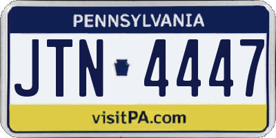 PA license plate JTN4447