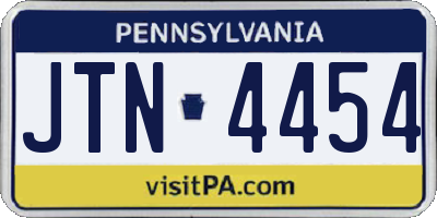 PA license plate JTN4454