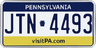 PA license plate JTN4493