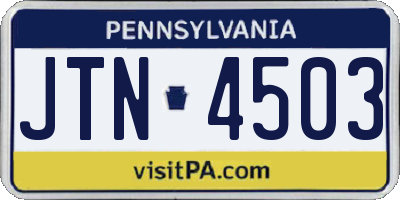 PA license plate JTN4503
