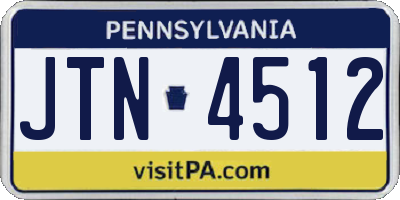 PA license plate JTN4512