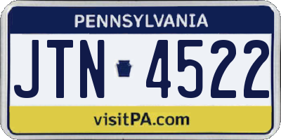PA license plate JTN4522