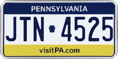 PA license plate JTN4525