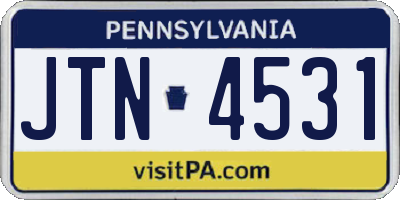 PA license plate JTN4531