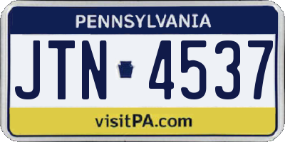 PA license plate JTN4537