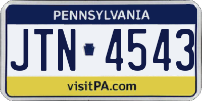 PA license plate JTN4543