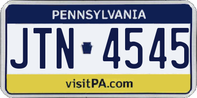 PA license plate JTN4545