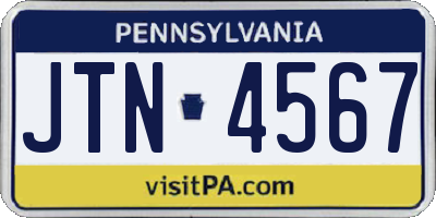 PA license plate JTN4567