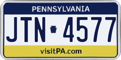 PA license plate JTN4577