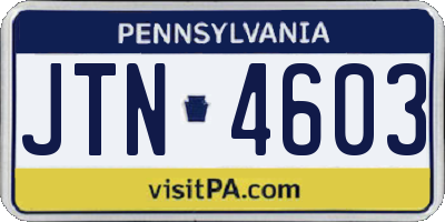 PA license plate JTN4603